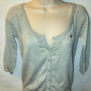 Hollister Gray Button-Up Cardigan Shirt 3/4 Sleeves
